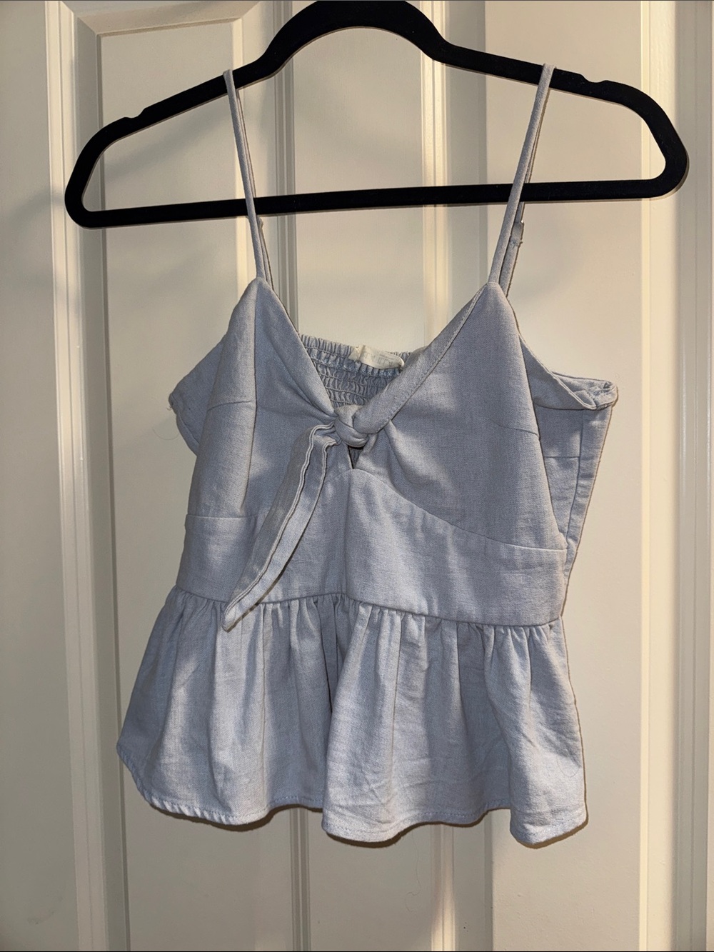 ILLA ILLA Light Blue Tie-Front Peplum Cami